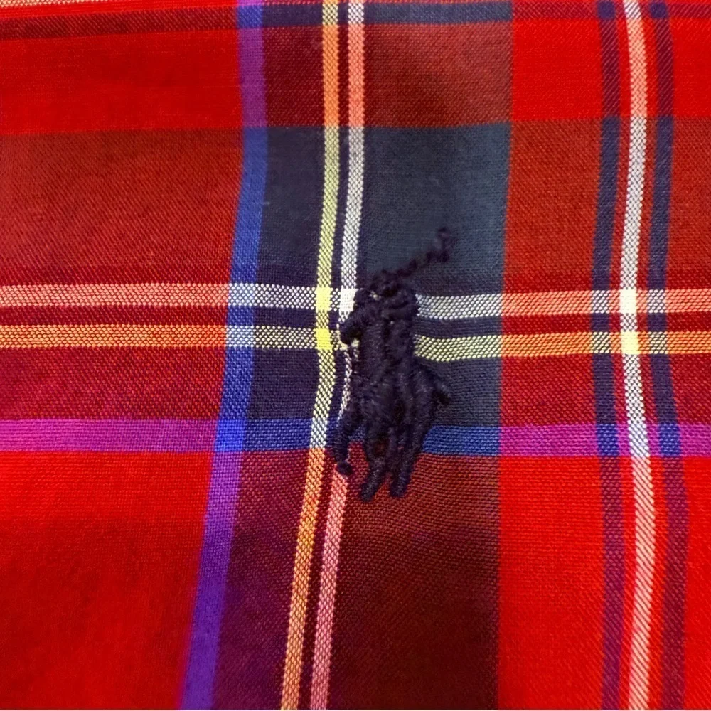 Ralph Lauren Lot Of 2 Boys Button Down Shirts Blue Oxford & Red Plaid Sz 24 Mo.